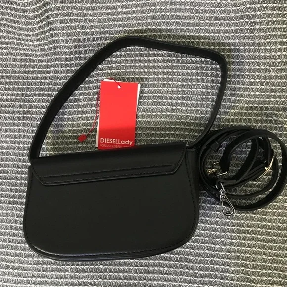 Diesel Black Crossbody Bag with Silver Accents